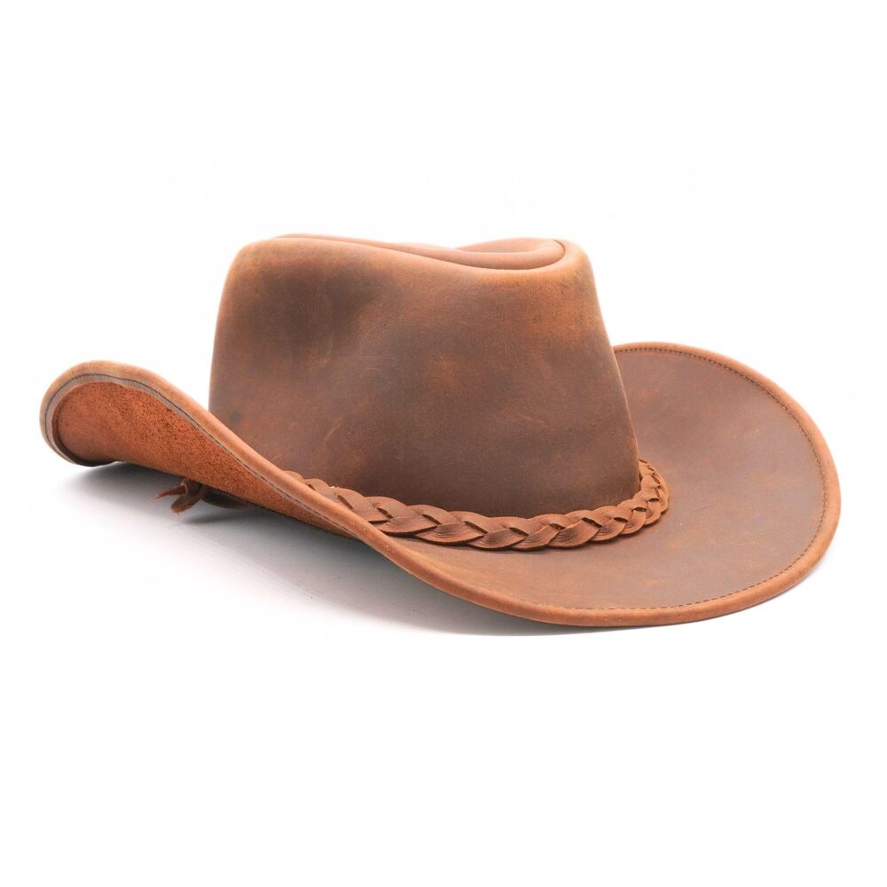 9475 Premium Australian Style Leather Cowboy Hat | Shapeable Outback